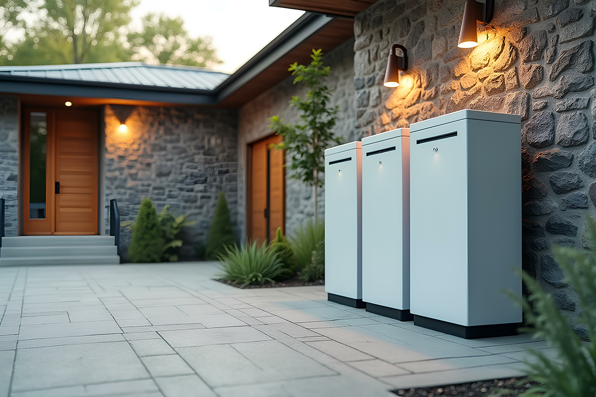 Technician installing solar battery